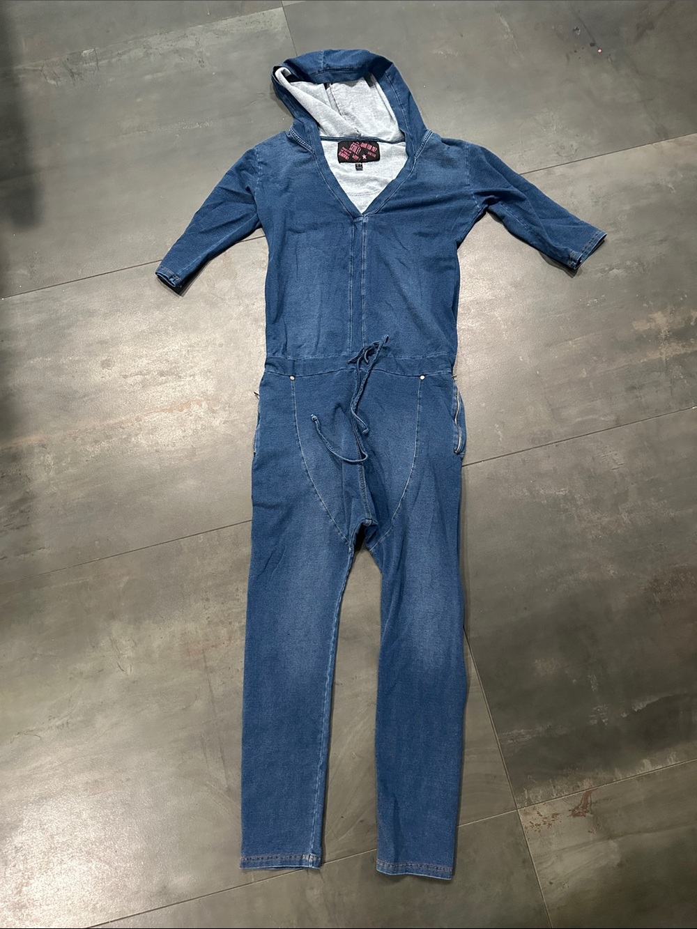 Sugarbird Women's Blue Hooded Denim Jumpsuit size S